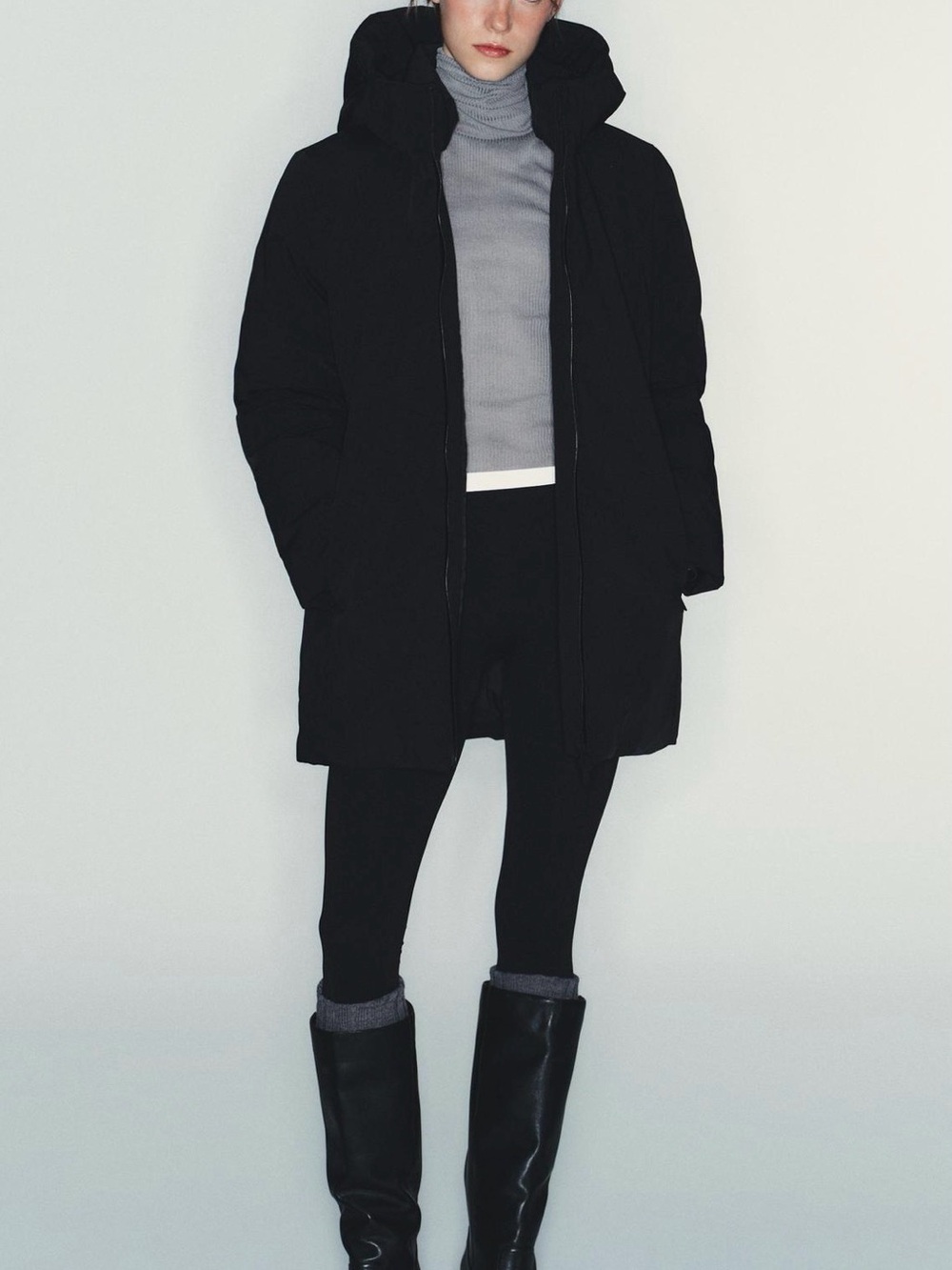 Women's Black Hooded Parka Jacket - Brand